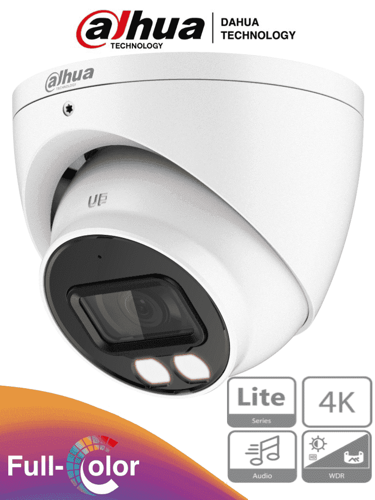 DAHUA HAC-HDW1809T-A-LED - Camara Domo Eyeball 4k Full Color/ 8 Megapixeles/ Lente de 2.8 mm/ 106 Grados de Apertura/ Microfono Integrado/ 40 Metros de Iluminación/ Imagen a Color 24/7/ Super Adapt/ WDR de 120 dB/ DAHUA HAC-HDW1809T-A-LED - Camara Domo Eyeball 4k Full Color/ 8 Megapixeles/ Lente de 2.8 mm/ 106 Grados de Apertura/ Microfono Integrado/ 40 Metros de Iluminación/ Imagen a Color 24/7/ Super Adapt/ WDR de 120 dB/